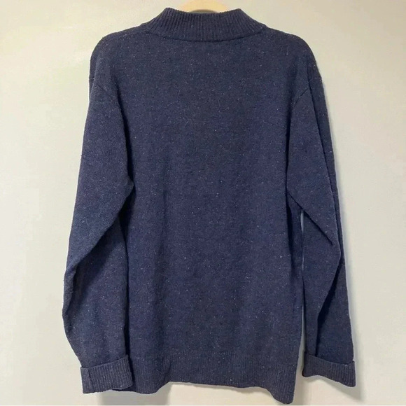 Paul Stuart  100% extra fine merino wool quarter zip blue flecked sweater - Picture 3 of 4